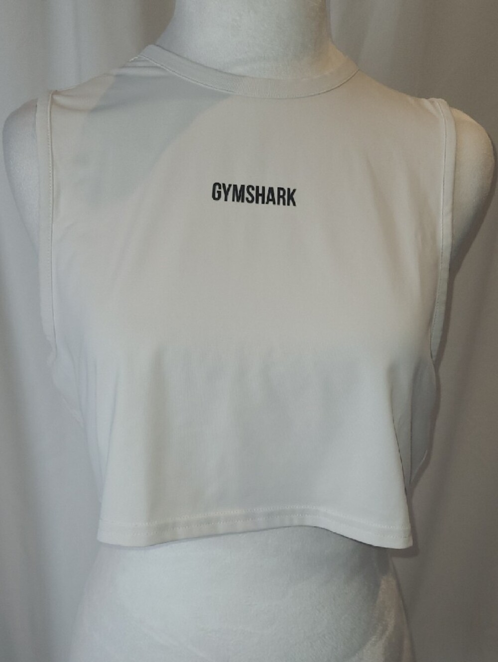 Gymshark White Training Crop Tank Top XS - Athletic Workout Ribbed Tee EUC